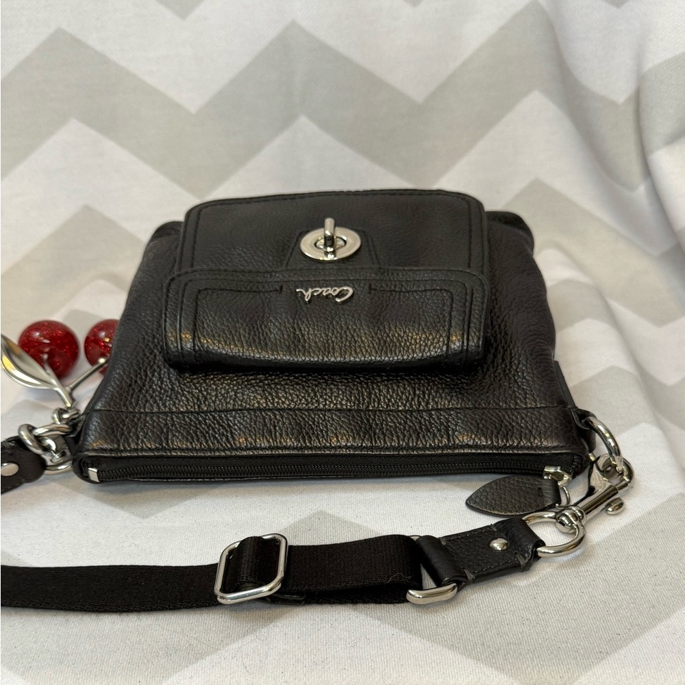 Coach Black Pebbled Leather Crossbody With Turn-lock Pocket & Silver Hardware - Picture 12 of 14
